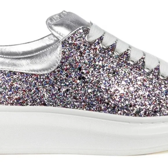 ALEXANDER MCQUEEN NEW Purple Glitter Sneakers